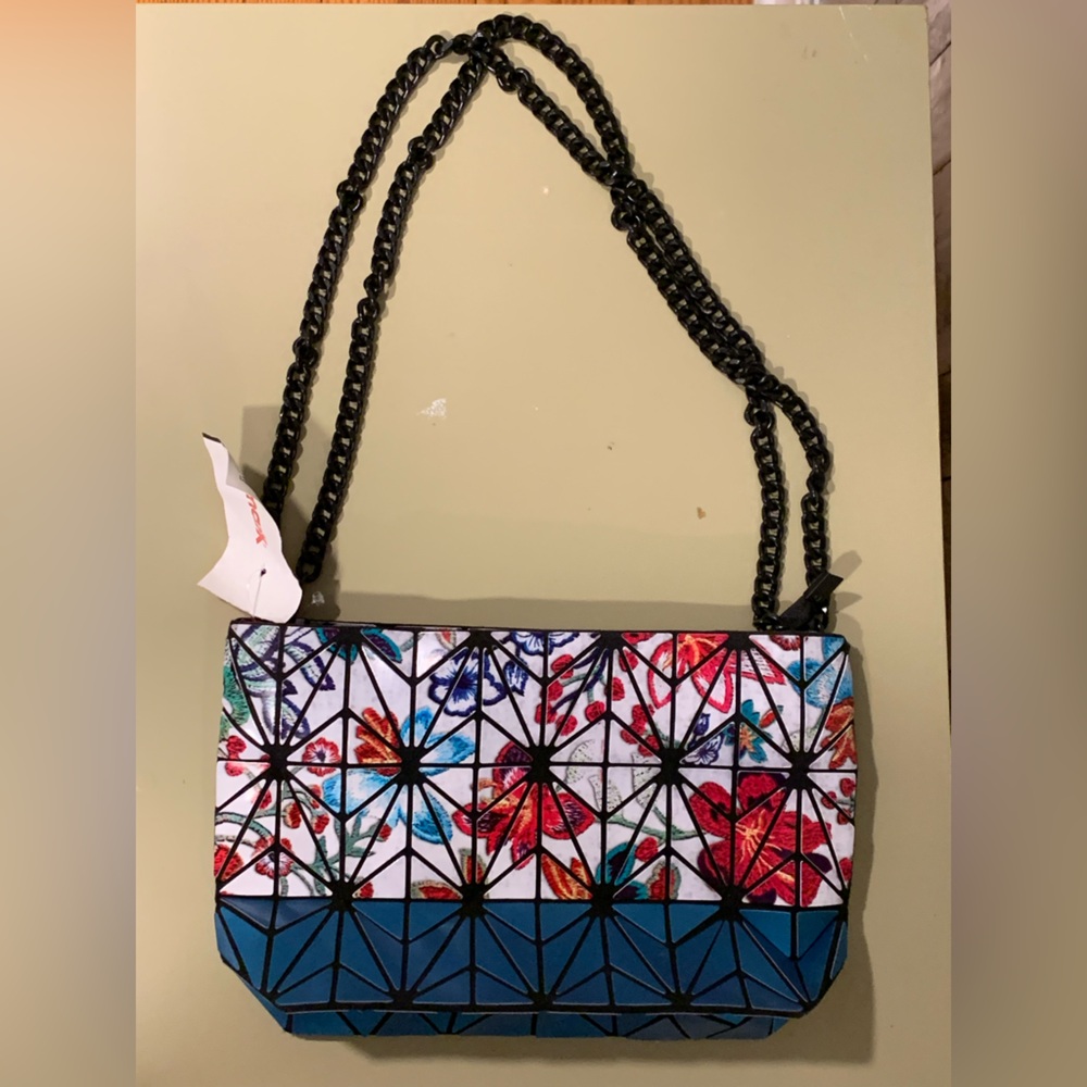 Patrizia Luca Floral Geometric Shoulder Bag - Black, Blue, Multicolor